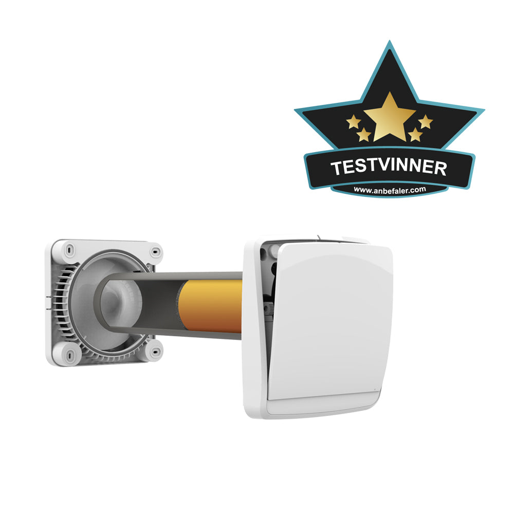 Arida 100RE stillegående romventilator med stor varmeveksler testvinner Anbefaler.com