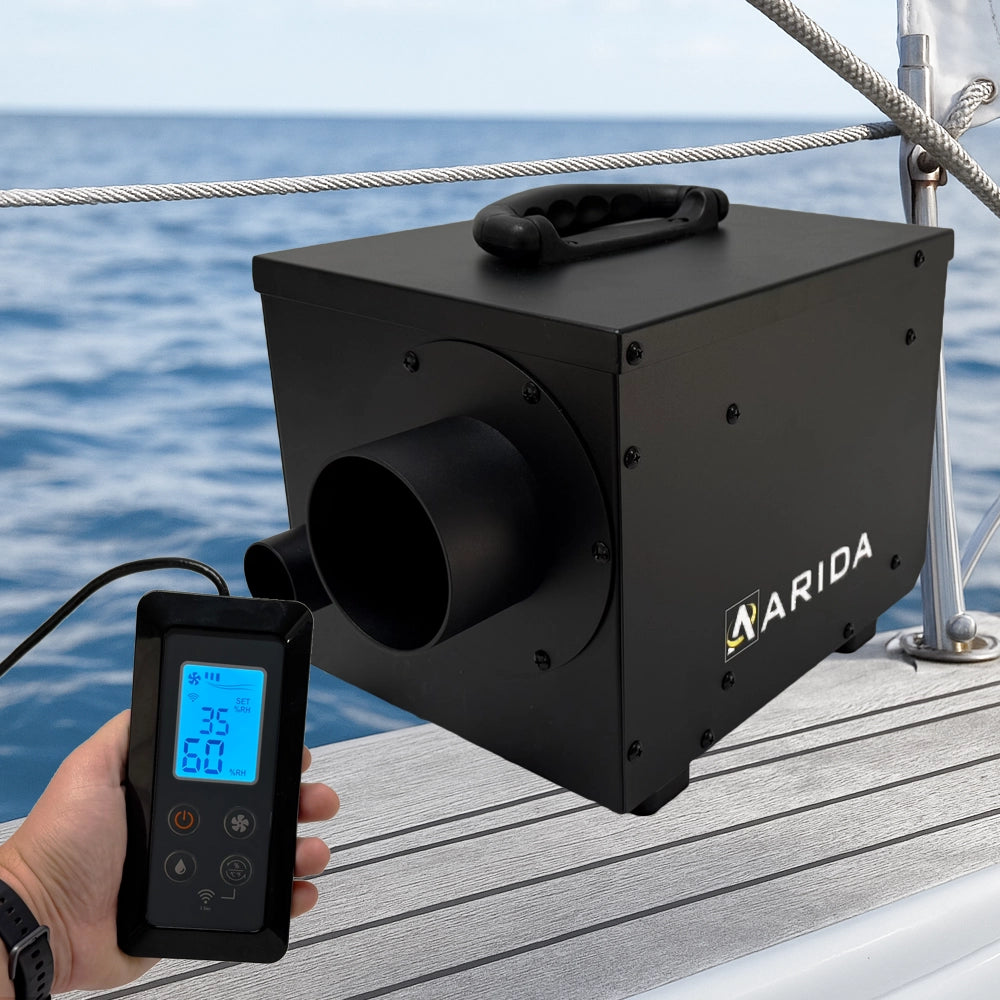 Arida Færder luftavfukter med WiFi og eksternt panel for større båter