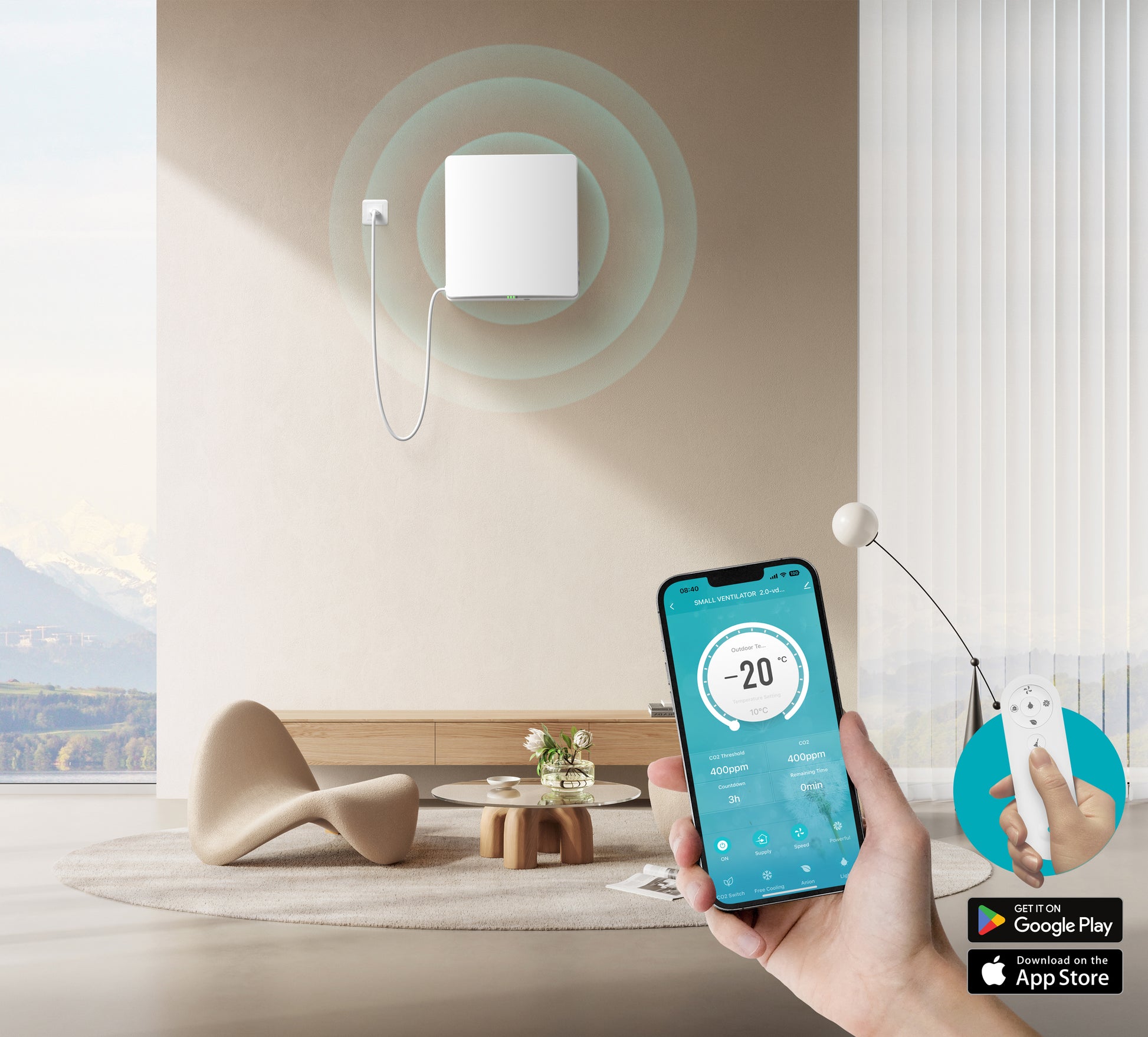Arida Venti på vegg med app hvit Google Play App Store