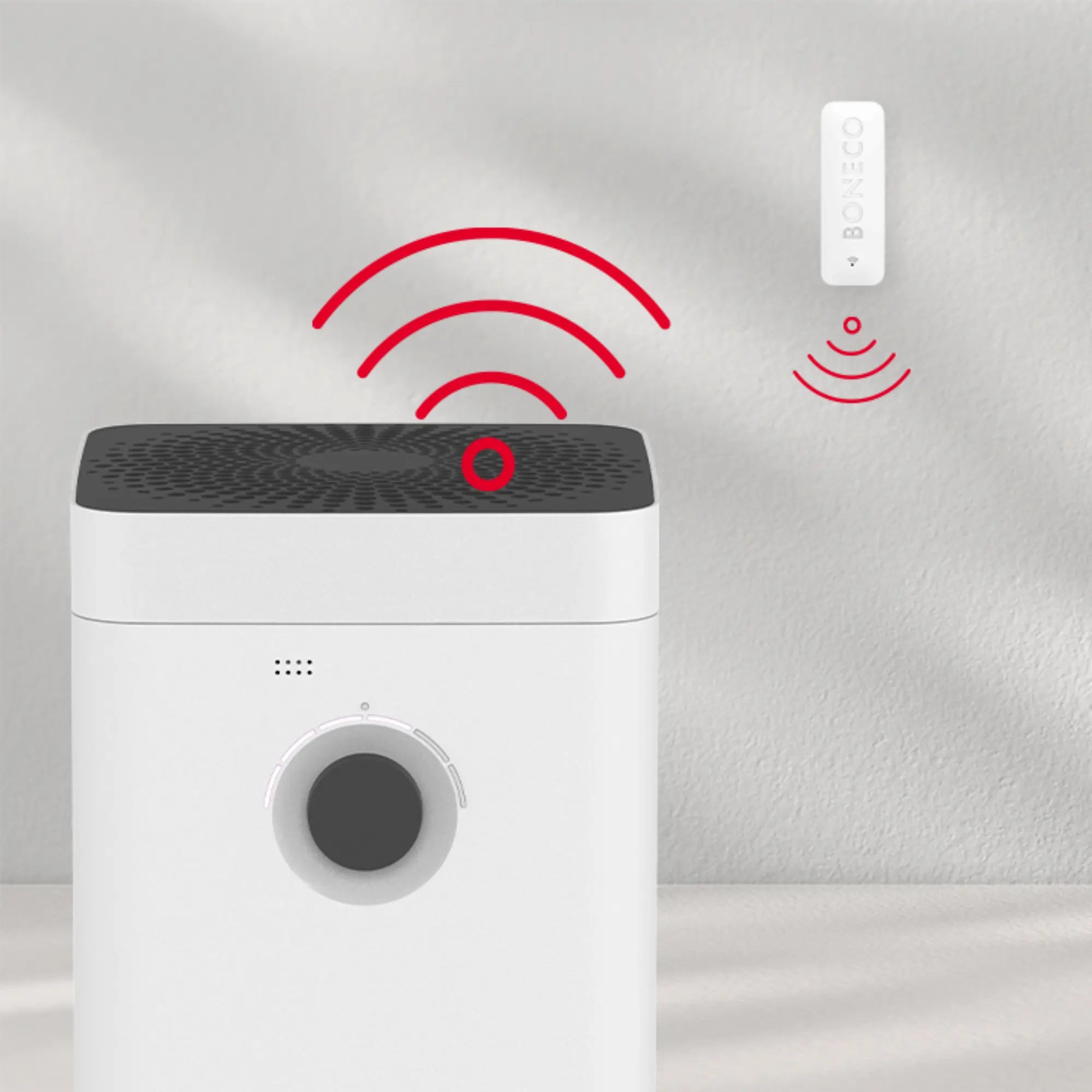 Koble BONECO H400 Smart HYBRID luftfukter og luftrenser til BONECO X50 for ekstern fuktighetsmåling