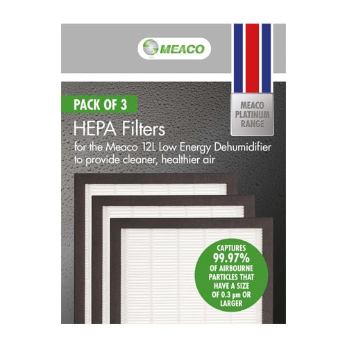 Meaco 12L Platinum HEPA-filter 3 stk eske front