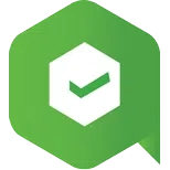 grønt ikon med checkmark i hvit boks